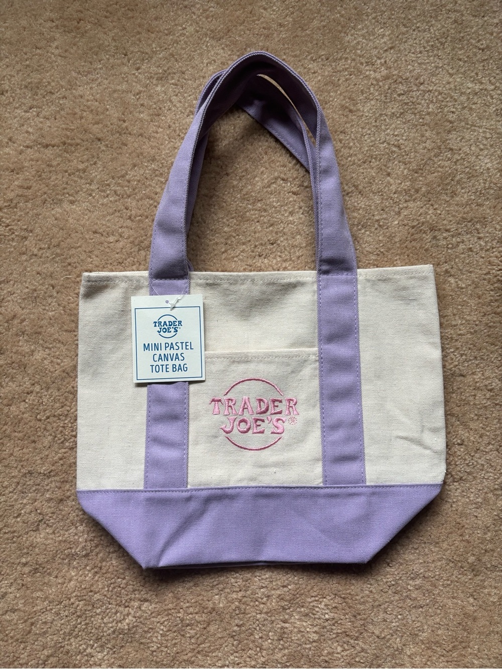 Trader Joes Pastel Mini Tote Bag Purple